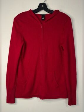 Only Mine Red Zip-Up Hooded Cardigan Sweater